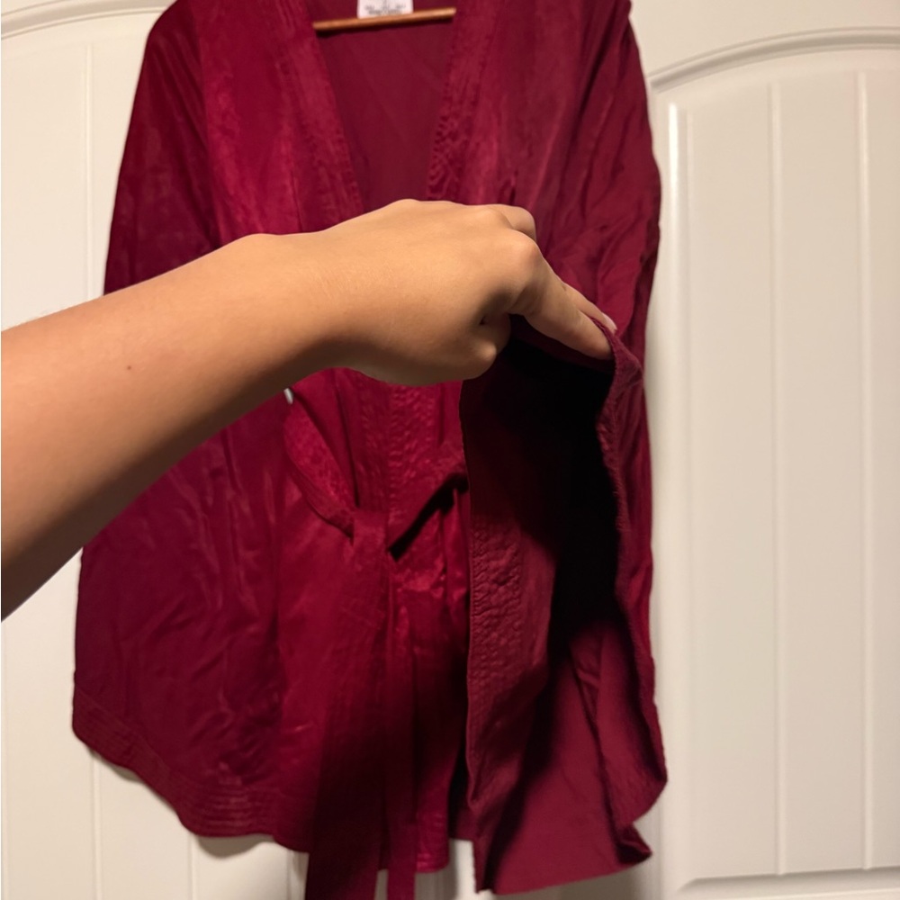 Runaway the Label Deep Red Kimono wrap Top - Picture 7 of 7